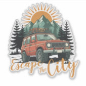 Vintage Overland 4x4 Adventure Escape The City シール (正面)