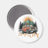 Vintage Overland 4x4 Adventure Escape The City マグネット (正面/裏面)