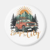 Vintage Overland 4x4 Adventure Escape The City マグネット (正面)