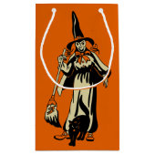Vintage Owl and Witch Custom Message Halloween スモールペーパーバッグ (裏面)