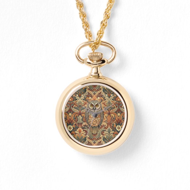 Vintage Owl Art Style Morris 腕時計 (正面)