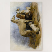 Vintage painting of five cute dogs ジグソーパズル (縦)