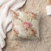 Vintage Pale Pink Rose Script Pattern クッション (ブランケット)