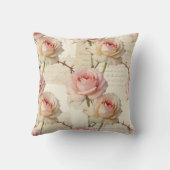 Vintage Pale Pink Rose Script Pattern クッション (裏面)