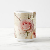 Vintage Pale Pink Rose Script Pattern コーヒーマグカップ (中央)