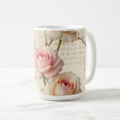 Vintage Pale Pink Rose Script Pattern コーヒーマグカップ (正面右)