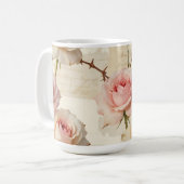 Vintage Pale Pink Rose Script Pattern コーヒーマグカップ (正面左)