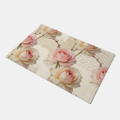 Vintage Pale Pink Rose Script Pattern ドアマット (アングル)