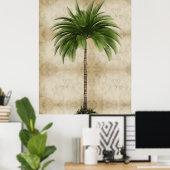 Vintage Palm Tree  Tropical Elegant Marble ポスター (ホームオフィス)