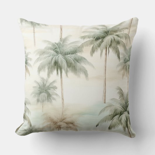 Vintage Palm Trees Throw Pillow アウトドアクッション (正面)