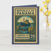 Vintage Panama Postage Stamp カード (黄色い花)