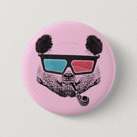 Vintage panda 3-D glasses 缶バッジ (正面)