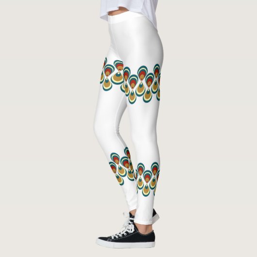 Vintage paon on white レギンス (左)