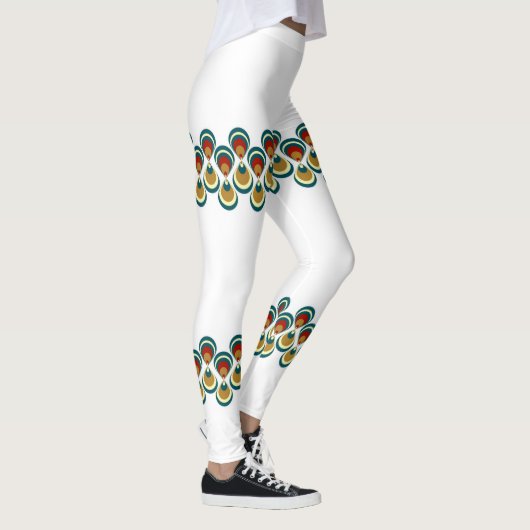 Vintage paon on white レギンス (右)