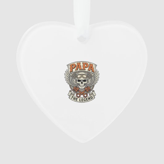 Vintage Papa Biker Skull Legend オーナメント (正面)