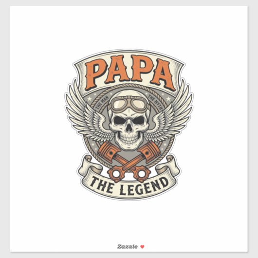 Vintage Papa Biker Skull Legend シール (シート)