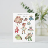Vintage Paper Doll Image with Dresses Personalized ポストカード (スタンド正面)
