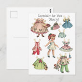 Vintage Paper Doll Image with Dresses Personalized ポストカード (正面/裏面)
