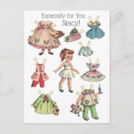 Vintage Paper Doll Image with Dresses Personalized ポストカード