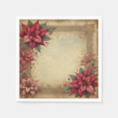Vintage Paper Floral Poinsettia Frame Decoupage スタンダードカクテルナプキン (正面)