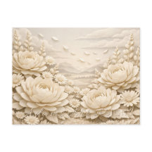 Vintage Paper Flower Field Landscape