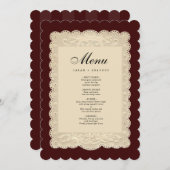 Vintage Paper Lace Burgundy Wedding メニュー (正面/裏面)