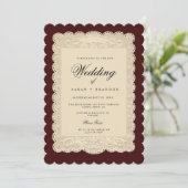 Vintage Paper Lace Burgundy Wedding 招待状 (スタンド正面)