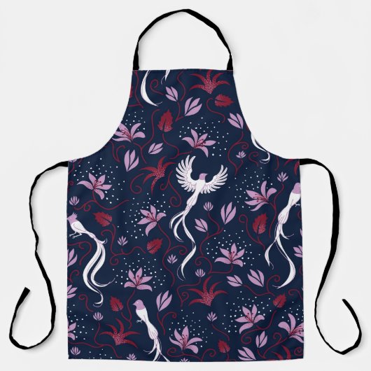 vintage paradise bird seamless repeating pattern b エプロン (正面)