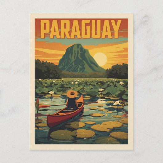 Vintage Paraguay Travel Poster Nature Lake ポストカード (正面)