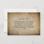 Vintage Parchment Old World Romance Wedding サンキューカード (裏面)