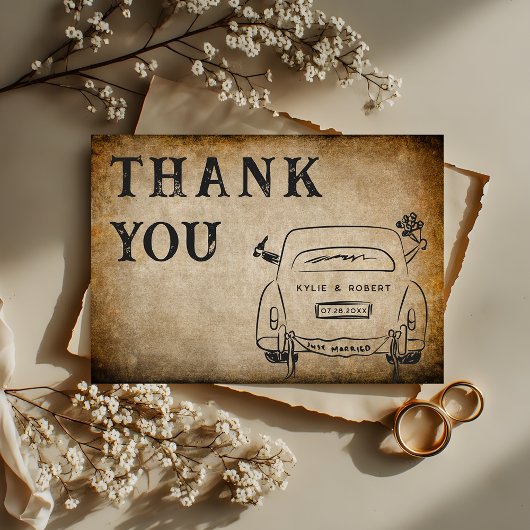 Vintage Parchment Old World Romance Wedding サンキューカード