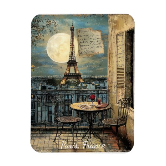 Vintage Paris Eiffel Tower Romantic Travel Art マグネット (縦)