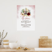 Vintage Paris Eiffel Tower Wedding Welcome Sign ポスター (キッチン)