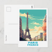Vintage Paris, France Eiffel Tower ポストカード (正面/裏面)