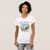Vintage Paris France Eiffel Tower Illustration Tシャツ (正面フル)