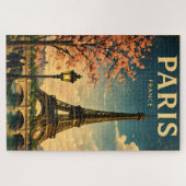 Vintage Paris France Travel Poster Jigsaw ジグソーパズル (横)