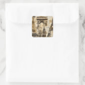 Vintage Paris French Landmark Pattern スクエアシール (バッグ)