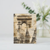 Vintage Paris French Landmark Pattern ポストカード (スタンド正面)