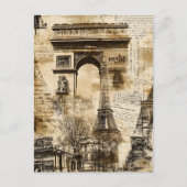 Vintage Paris French Landmark Pattern ポストカード (正面)