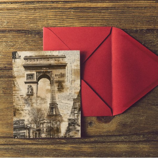 Vintage Paris French Landmark Pattern ポストカード