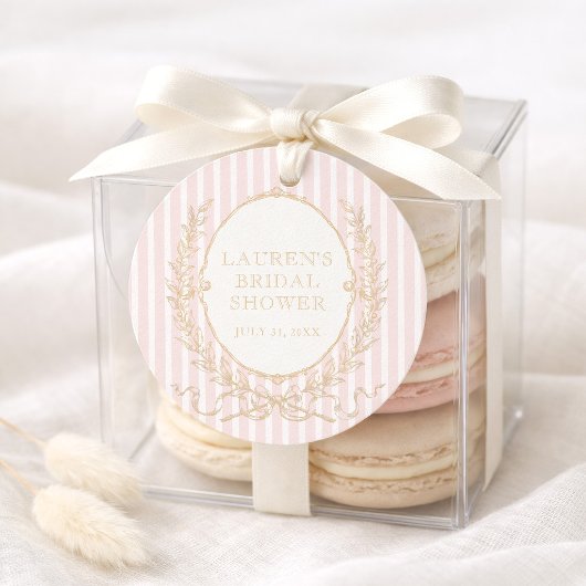 Vintage Paris Glam | Pink Stripe Bridal Shower フェイバータグ