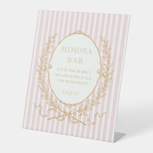 Vintage Paris Glam | Pink Stripe Bridal Shower 台座サイン (正面)