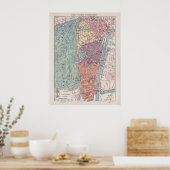 Vintage Paris Map, 1900 - 16th Arrondissement ポスター (キッチン)