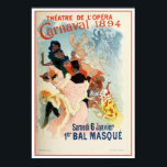Vintage Paris Opera Theatre Carnival 1894 ポスター<br><div class="desc">Original copy (restored and colors enhanced for this print) of an art nouveau poster (or affiche in French) for Le Carnaval, Samedi 6 Janvier, 1894. (carnival, saturday, January 6), announcing le 1er Bal Masqué (first Masquerade Ball), in le Theatre De l'Opera in Paris. From a limited édition book of French...</div>