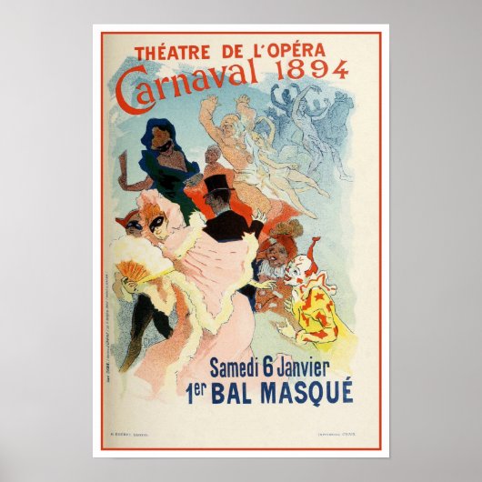 Vintage Paris Opera Theatre Carnival 1894 ポスター (正面)