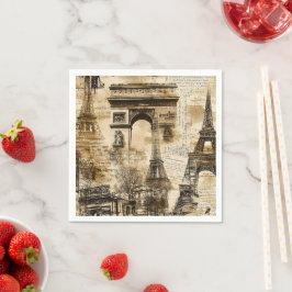 Vintage Paris Pattern – Eiffel Tower Home Decor スタンダードカクテルナプキン