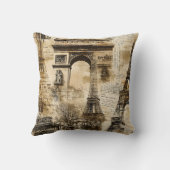 Vintage Paris Pattern – Eiffel Tower Landmarks クッション (裏面)