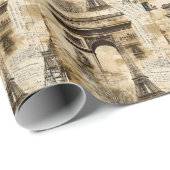 Vintage Paris Pattern – Eiffel Tower Landmarks ラッピングペーパー (ロールコーナー)