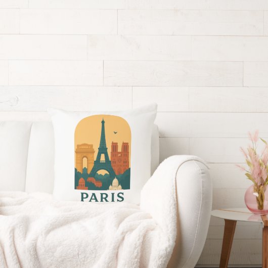 Vintage Paris Throw Pillow – Notre Dame Cathedral クッション (ソファ)