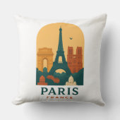 Vintage Paris Throw Pillow – Notre Dame Cathedral クッション (正面)